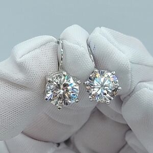 Silvertone Crystal Leverback Earrings #1332